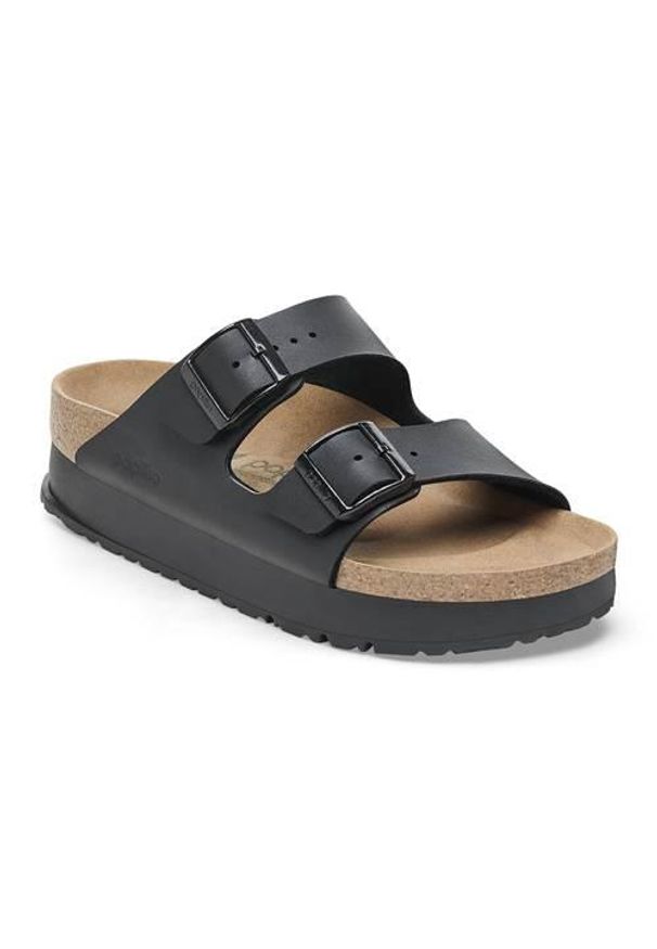Klapki damskie Birkenstock Arizona Pap Flex Platform. Zapięcie: klamry. Kolor: czarny. Materiał: materiał. Sezon: lato. Obcas: na platformie. Sport: turystyka piesza