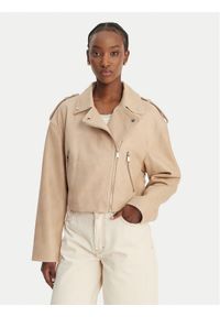 BOSS Kurtka skórzana C_Salace 50554143 Beżowy Regular Fit. Kolor: beżowy. Materiał: skóra #1