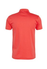 Ralph Lauren - RALPH LAUREN - Czerwona koszulka polo Slim Fit. Typ kołnierza: polo. Kolor: czerwony. Materiał: prążkowany. Wzór: haft, aplikacja, kolorowy
