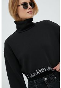 Calvin Klein Jeans bluza damska kolor czarny gładka. Okazja: na co dzień. Kolor: czarny. Długość rękawa: długi rękaw. Długość: długie. Wzór: gładki. Styl: casual #5