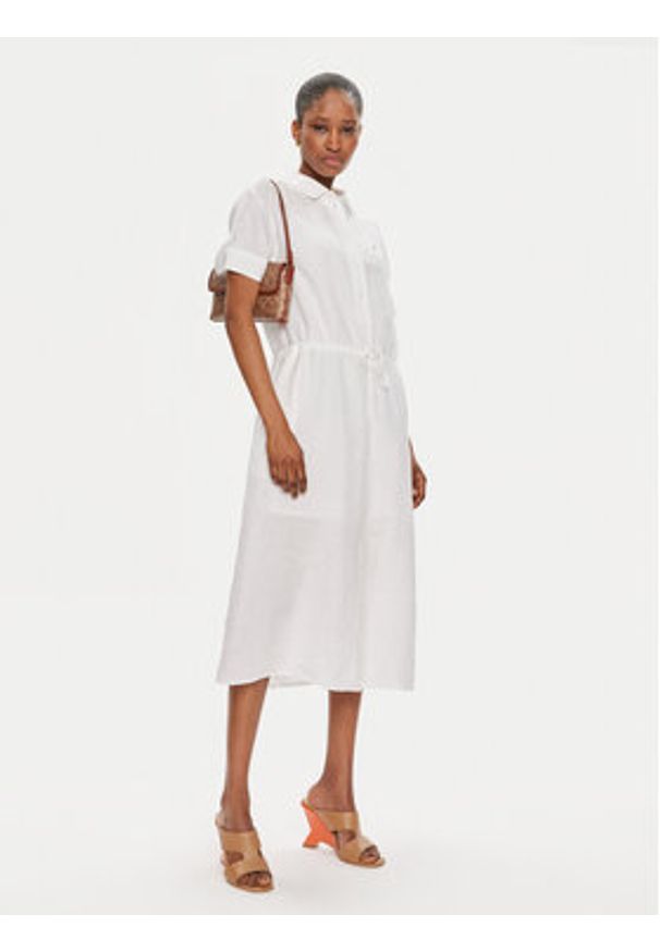 TOMMY HILFIGER - Tommy Hilfiger Sukienka koszulowa WW0WW41911 Biały Relaxed Fit. Kolor: biały. Materiał: len. Typ sukienki: koszulowe