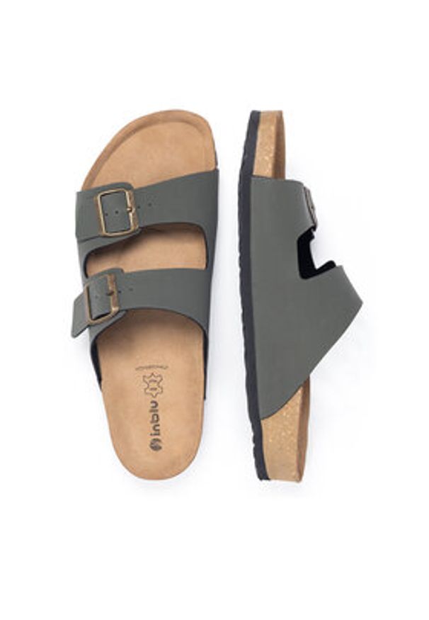 Inblu Klapki NU000012 022 Khaki. Kolor: brązowy