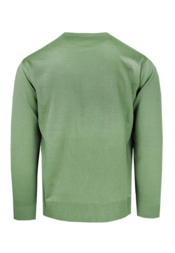 Klasyczny Wełniany Sweter, Okrągły Dekolt (U-Neck) - Pako Jeans - Miętowa Zieleń. Okazja: na spotkanie biznesowe, do pracy. Kolor: miętowy. Materiał: akryl, wełna. Styl: klasyczny