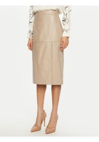 Marella Spódnica skórzana Bambino 2513401011 Écru Regular Fit. Materiał: skóra #1