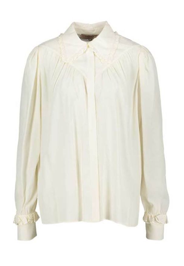 TwinSet - Jedwabna koszula ecru z kołnierzykiem Twinset. Materiał: jedwab. Wzór: koronka