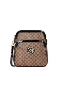 Kazar - Skórzana miejska listonoszka w monogramy KAZAR. Kolor: brązowy. Materiał: lakierowane, skórzane. Styl: klasyczny #1