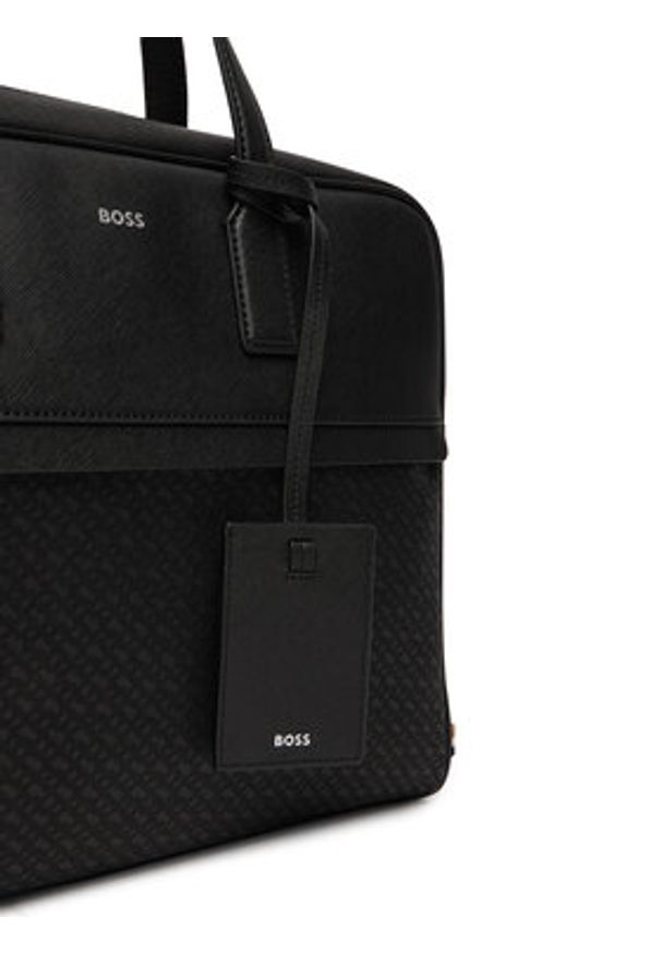 BOSS Torba na laptopa 50548188 Czarny. Kolor: czarny. Materiał: skóra