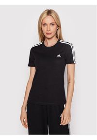 Adidas - adidas T-Shirt Loungewear Essentials 3-Stripes GL0784 Czarny Slim Fit. Kolor: czarny. Materiał: bawełna