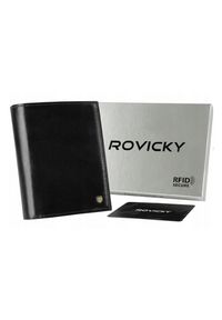 ROVICKY - Skórzany portfel męski czarny Rovicky N62-RVT BLACK. Kolor: czarny. Materiał: skóra