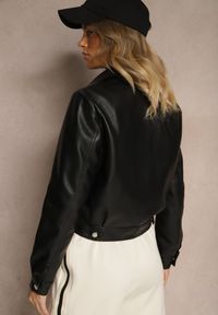 Renee - Czarna Taliowana Kurtka Ramoneska o Krótkim Fasonie Isolina. Okazja: na co dzień. Kolor: czarny. Materiał: jeans. Długość: krótkie. Styl: klasyczny, casual, elegancki