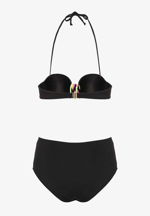 Renee - Czarne Bikini Majtki Figi i Biustonosz z Ozdobną Wstawką Natamara. Kolor: czarny