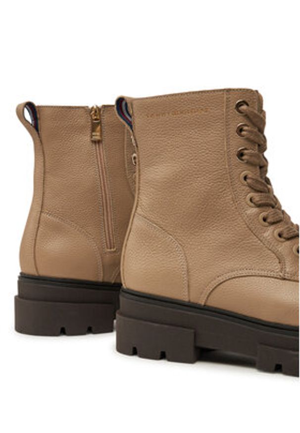 TOMMY HILFIGER - Tommy Hilfiger Trzewiki Bicolor Leather Lace-Up FW0FW08160 Beżowy. Kolor: beżowy. Materiał: skóra