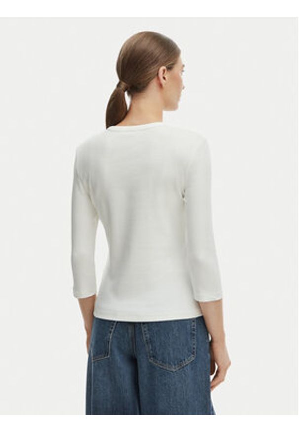 TOMMY HILFIGER - Tommy Hilfiger Bluzka WW0WW49629 Écru Slim Fit. Kolor: kremowy. Materiał: bawełna