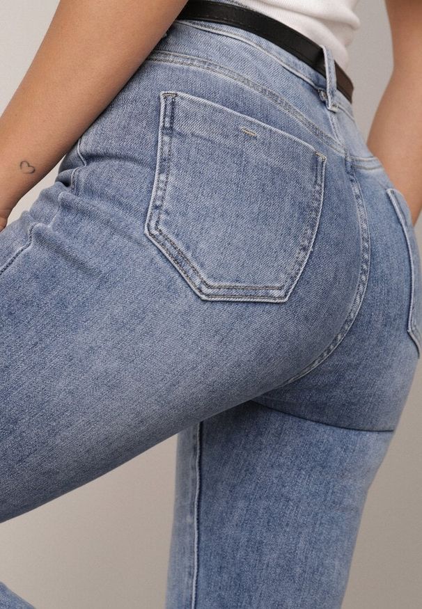 Born2be - Niebieskie Jeansy Dzwony z Bawełny z Wysokim Stanem Nemenphite. Stan: podwyższony. Kolor: niebieski. Styl: klasyczny, elegancki