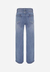 Born2be - Niebieskie Bawełniane Jeansy z Wysokim Stanem i Szerokimi Nogawkami Marydia. Okazja: na co dzień. Stan: podwyższony. Kolekcja: plus size. Kolor: niebieski. Styl: casual, klasyczny, elegancki #5