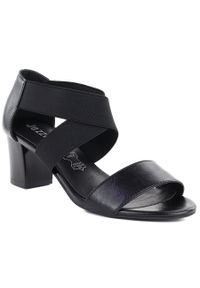 Sandały damskie z paskami na słupku czarne Jezzi RMR1954-27. Zapięcie: pasek. Kolor: czarny. Materiał: skóra ekologiczna. Obcas: na słupku. Styl: elegancki #1