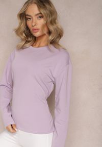 Renee - Jasnofioletowa Bawełniana Bluza z Ozdobnym Wiązaniem Fanarita. Kolor: fioletowy. Materiał: bawełna #4
