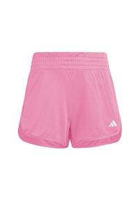 Adidas - Szorty Pacer Essentials Knit High-Rise. Kolor: biały, wielokolorowy, różowy. Materiał: materiał