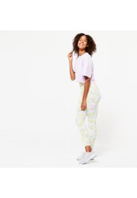 DOMYOS - Legginsy fitness damskie Domyos 520. Kolor: fioletowy. Materiał: bawełna, elastan, poliester, materiał. Sport: fitness