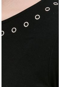Liu Jo sukienka kolor czarny mini rozkloszowana. Kolor: czarny. Materiał: dzianina. Długość rękawa: długi rękaw. Typ sukienki: rozkloszowane. Długość: mini