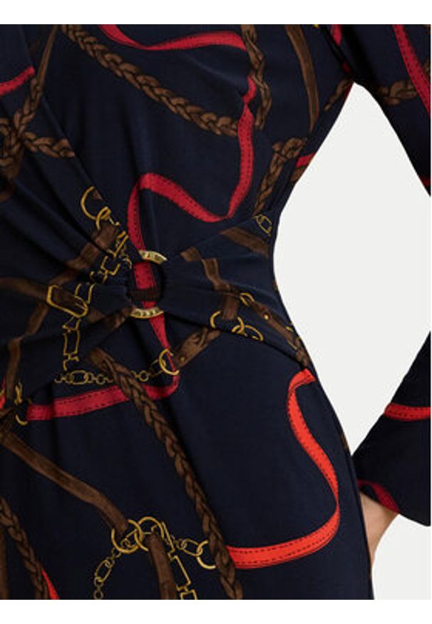 Lauren Ralph Lauren - LAUREN RALPH LAUREN Sukienka codzienna 200P03736001 Granatowy Slim Fit. Okazja: na co dzień. Kolor: niebieski. Materiał: syntetyk. Typ sukienki: proste. Styl: casual