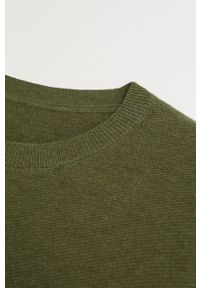 Mango Man - Sweter Ten. Kolor: zielony. Materiał: bawełna, dzianina, kaszmir, poliamid, elastan. Długość rękawa: długi rękaw. Długość: długie. Wzór: gładki #2
