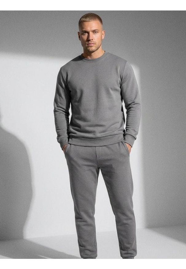 Sinsay - Bluza crewneck z domieszką bawełny - szary. Kolor: szary. Materiał: bawełna