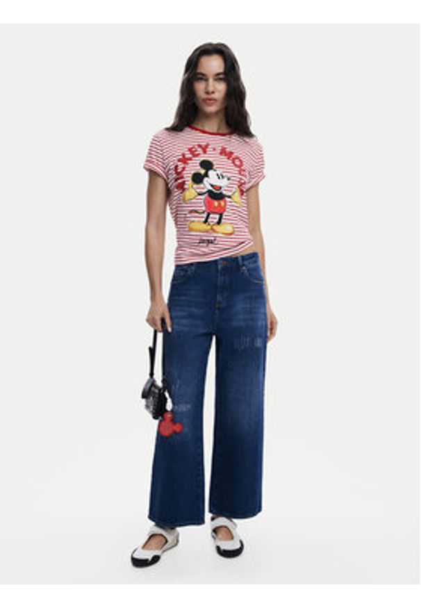 Desigual T-Shirt Mickey 25SWTKAI Czerwony Regular Fit. Kolor: czerwony. Materiał: bawełna