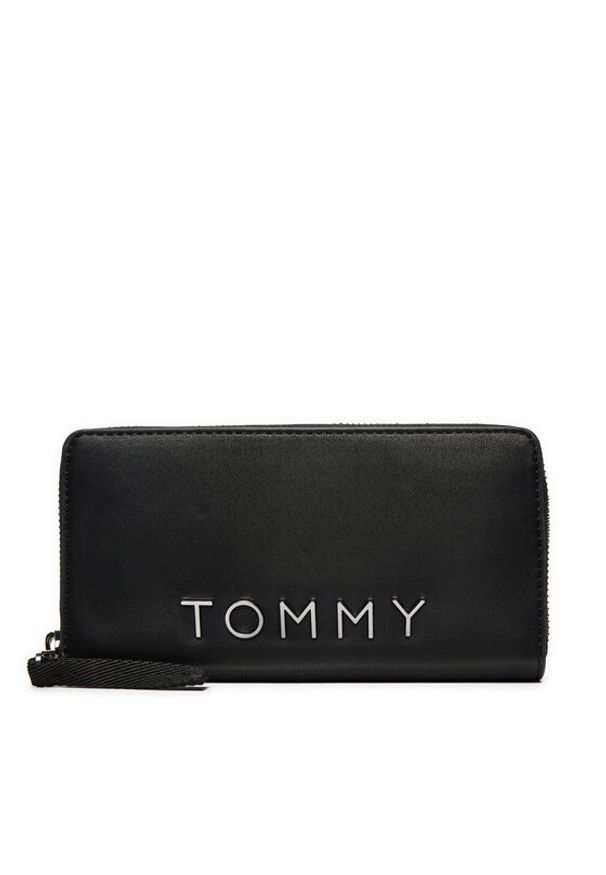 Tommy Jeans Duży Portfel Damski AW0AW16485 Czarny. Kolor: czarny. Materiał: skóra