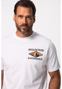 JAY-PI - Męski T-shirt FLEXNAMIC® outdoorowy rękaw 1/2 nadruk z tyłu QuickDry. Kolekcja: plus size. Kolor: biały. Materiał: materiał, poliester, bawełna. Wzór: nadruk. Sport: turystyka piesza