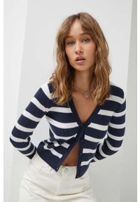 Hollister Co. kardigan damski kolor granatowy lekki. Kolor: niebieski. Materiał: dzianina. Długość rękawa: długi rękaw. Długość: długie #6