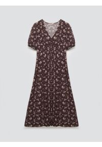 Big-Star - Sukienka damska midi z wiskozy w kwiatowy wzór brązowa Pala 804. Okazja: na co dzień, na spacer. Kolor: brązowy. Materiał: wiskoza. Wzór: kwiaty. Sezon: wiosna, lato. Typ sukienki: proste. Styl: boho, casual. Długość: midi #8