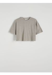 Reserved - T-shirt z aplikacją - jasnoszary. Kolor: szary. Materiał: bawełna. Wzór: aplikacja #1