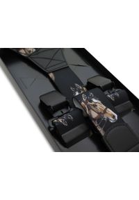 Modini - Czarne szelki męskie w konie SZ157. Kolor: czarny. Materiał: skóra, guma #1