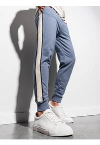 Ombre Clothing - Spodnie męskie dresowe joggery P951 - niebieskie - XXL. Kolor: niebieski. Materiał: dresówka #4