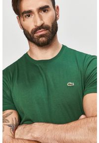 Lacoste - T-shirt TH2038 TH2038-166. Okazja: na co dzień. Kolor: zielony. Materiał: dzianina. Wzór: gładki, aplikacja. Styl: casual #4