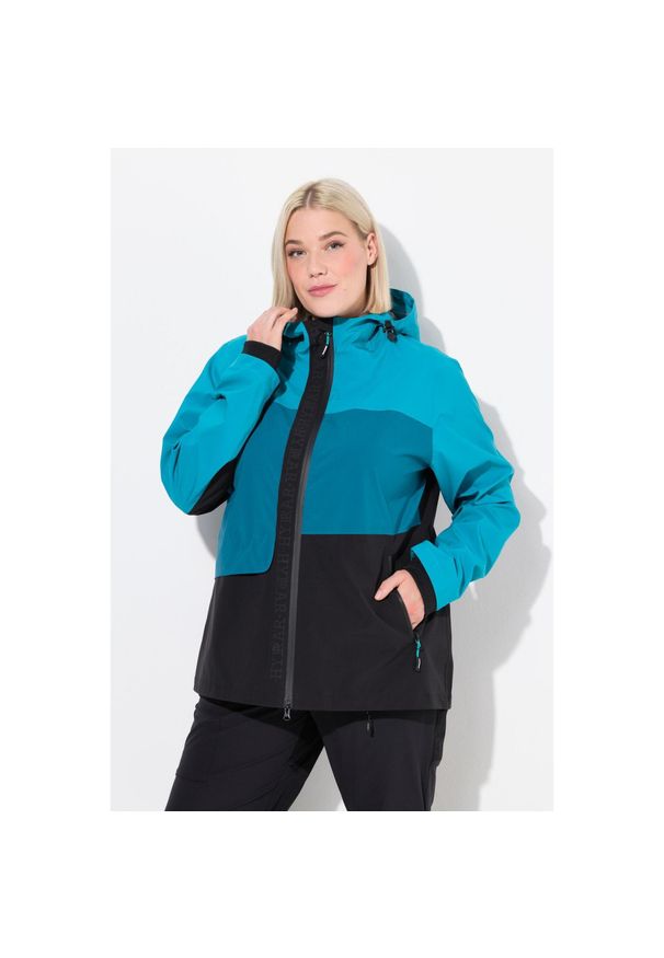 ULLA POPKEN - Damskie Kurtka przeciwdeszczowa HYPRAR wodoodporna dwukierunkowy zamek. Kolekcja: plus size. Kolor: czarny. Materiał: materiał, poliester, elastan. Sport: turystyka piesza