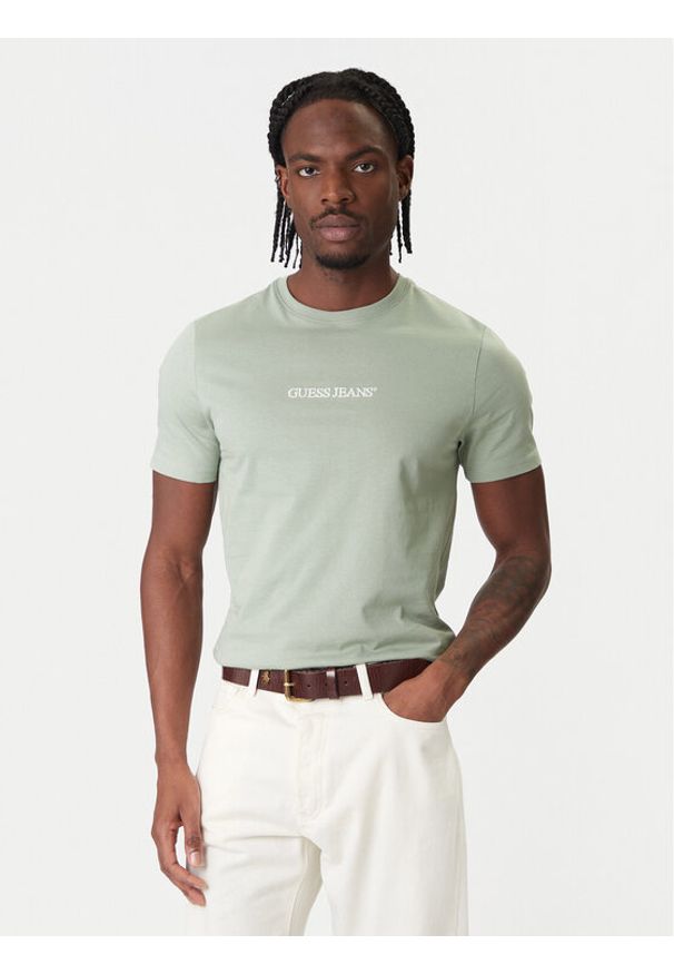 Guess Jeans T-Shirt M4YI52 K8HM0 Zielony Regular Fit. Kolor: zielony. Materiał: bawełna