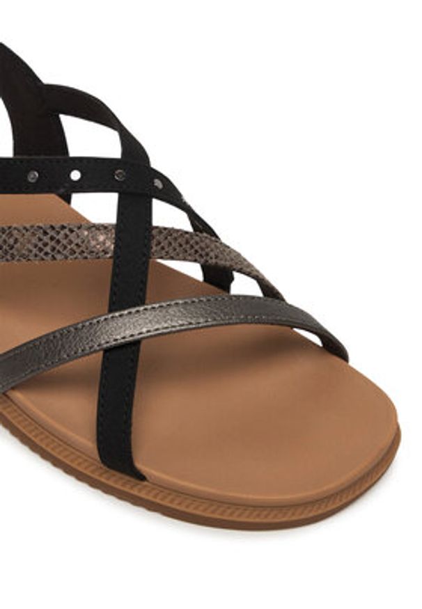 skechers - Skechers Sandały Desert Kiss Low 114713/BLK Czarny. Kolor: czarny. Materiał: skóra