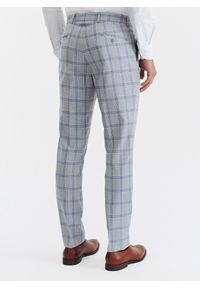 Pako Lorente - PAKO LORENTE – Szare spodnie garniturowe w niebiesko-białą kratę. Kolor: szary, biały, niebieski, wielokolorowy. Materiał: poliester, elastan, wiskoza #3