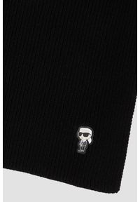 Karl Lagerfeld - KARL LAGERFELD Czarny damski szalik Knit Scarf. Kolor: czarny. Materiał: materiał, poliester, bawełna. Styl: elegancki #5