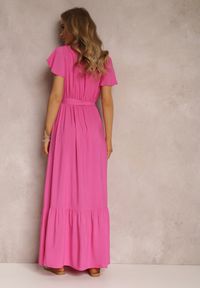 Renee - Fuksjowa Sukienka Metia. Kolor: różowy. Materiał: materiał, tkanina. Wzór: geometria, gładki. Długość: maxi #4