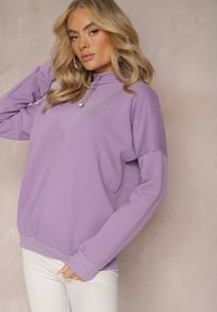 Renee - Jasnofioletowa Ocieplana Bluza Bawełniana z Półgolfem Heraia. Kolor: fioletowy. Materiał: bawełna #3