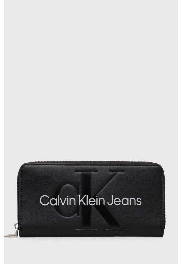 Calvin Klein Jeans portfel damski kolor czarny. Kolor: czarny