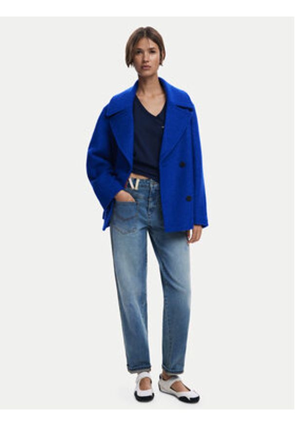 Desigual Płaszcz wełniany Shortcolor 25WWEW11 Niebieski Regular Fit. Kolor: niebieski. Materiał: wiskoza