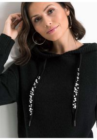 bonprix - Sweter oversize. Typ kołnierza: kaptur. Kolor: czarny. Długość rękawa: długi rękaw. Długość: długie #3