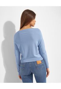 Elisabetta Franchi - ELISABETTA FRANCHI - Błękitna bluzka z wiskozy. Kolor: niebieski. Materiał: wiskoza. Długość rękawa: długi rękaw. Długość: długie
