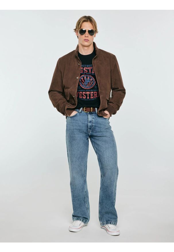 Big-Star - Koszulka męska z linii Authentic z nadrukiem czarna Wester 906. Okazja: na co dzień. Kolor: czarny. Materiał: bawełna. Wzór: nadruk. Styl: casual, klasyczny