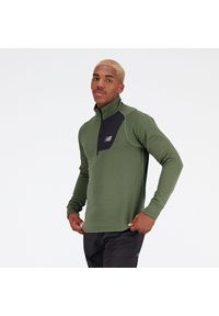 Bluza męska New Balance MT23252DO1 – zielona. Kolor: zielony. Materiał: tkanina, poliester, materiał, skóra. Sport: fitness