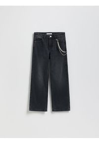 Reserved - Jeansy straight z łańcuszkiem - czarny. Kolor: czarny #1